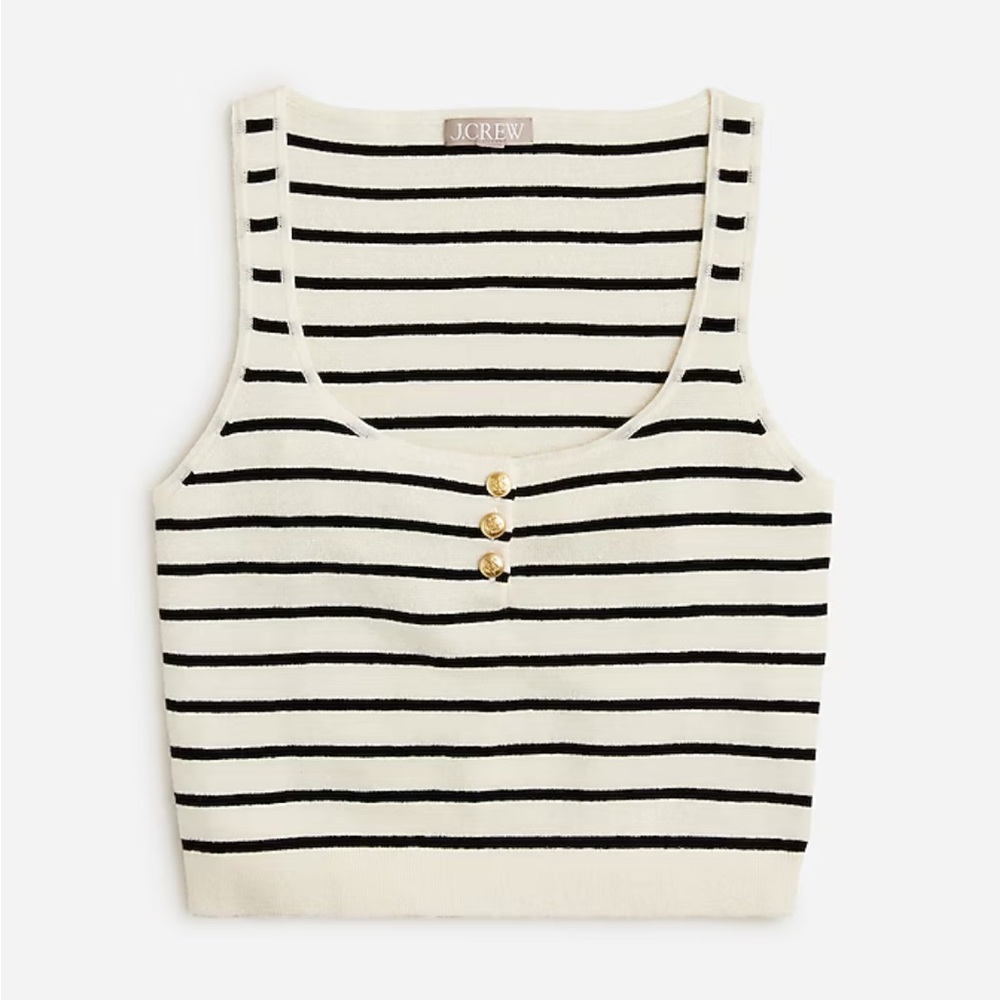 J. Crew Henley Cropped Sweater Tank in Stripe NWOT | Sz Large